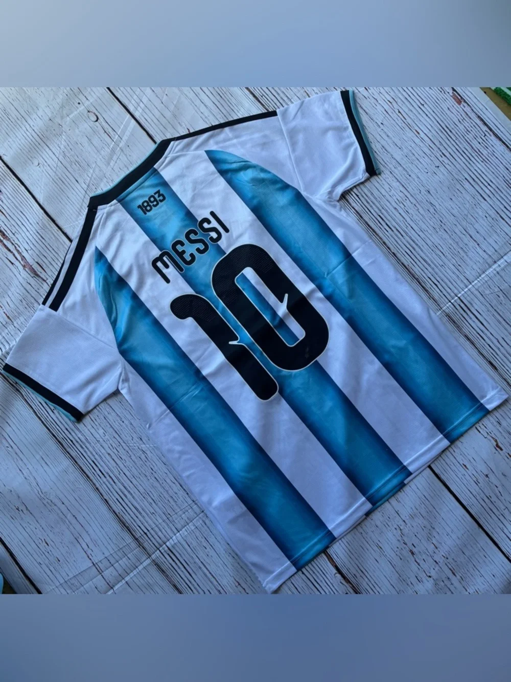 Men's Blue & White Striped Soccer Jersey - #10